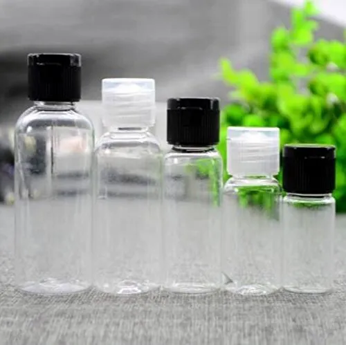 12PCS 30ml 1oz BPA Free Clear Empty Plastic Flip Cap Bottle Jar Pot Vial Container For Emulsion Liquid Makeup Lotion Emollient Water Comestic Shower Gel  Sample