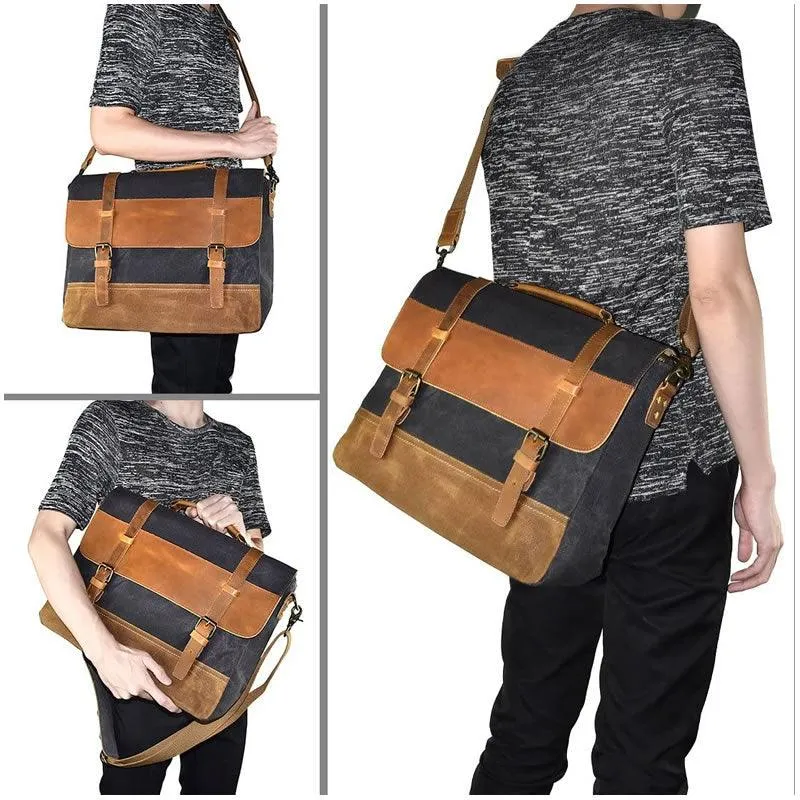 15 Inch Vintage Retro Waxed Canvas Laptop Bag Yu-8806