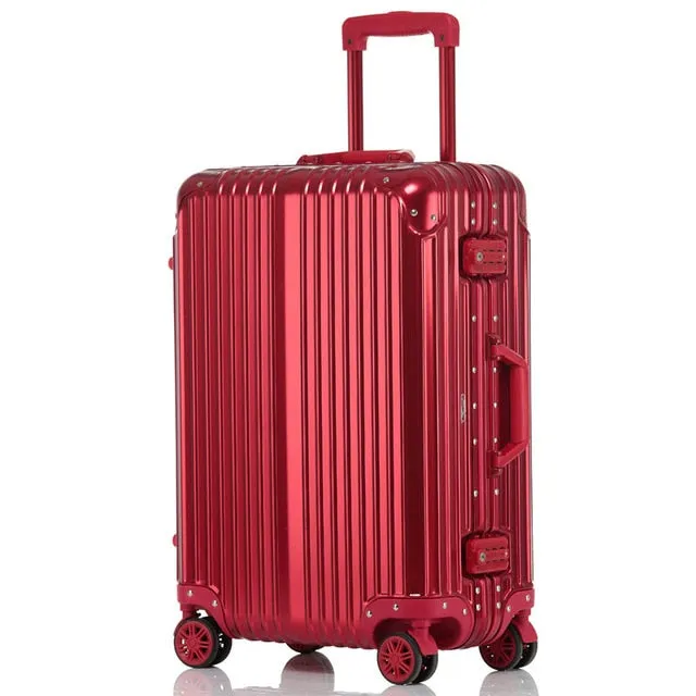 20''24''Full Aluminum Luggage Travel Trolley Suitcase Metal Hardside Rolling Luggage Suitcase Carry