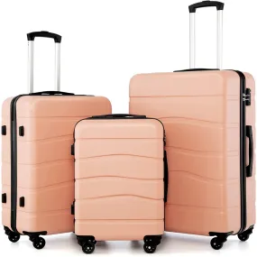 3 Piece Set Suitcase Hard-shell with Spinner Wheels TSA Lock