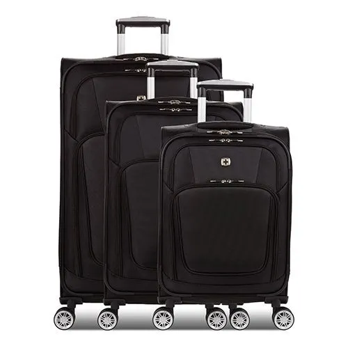 7768 Expandable 3pc Spinner Luggage Set Black