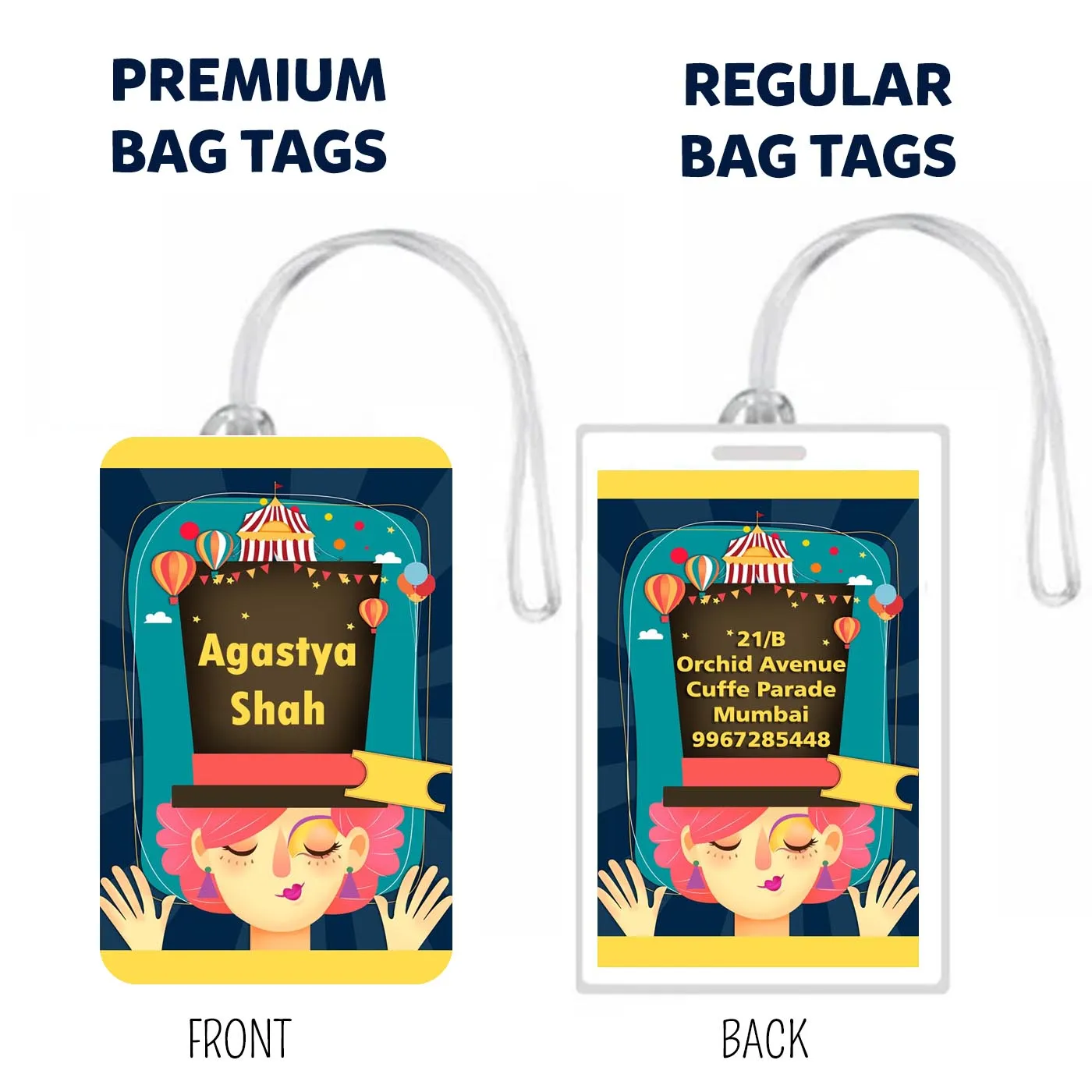 Bag Tags Carnival Design - Set of 5