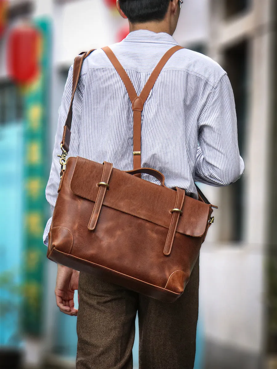 Black Leather Briefcase Workbag for Men Leather Briefcases Men Mens Leather Briefcases Shouler Laotop Bag