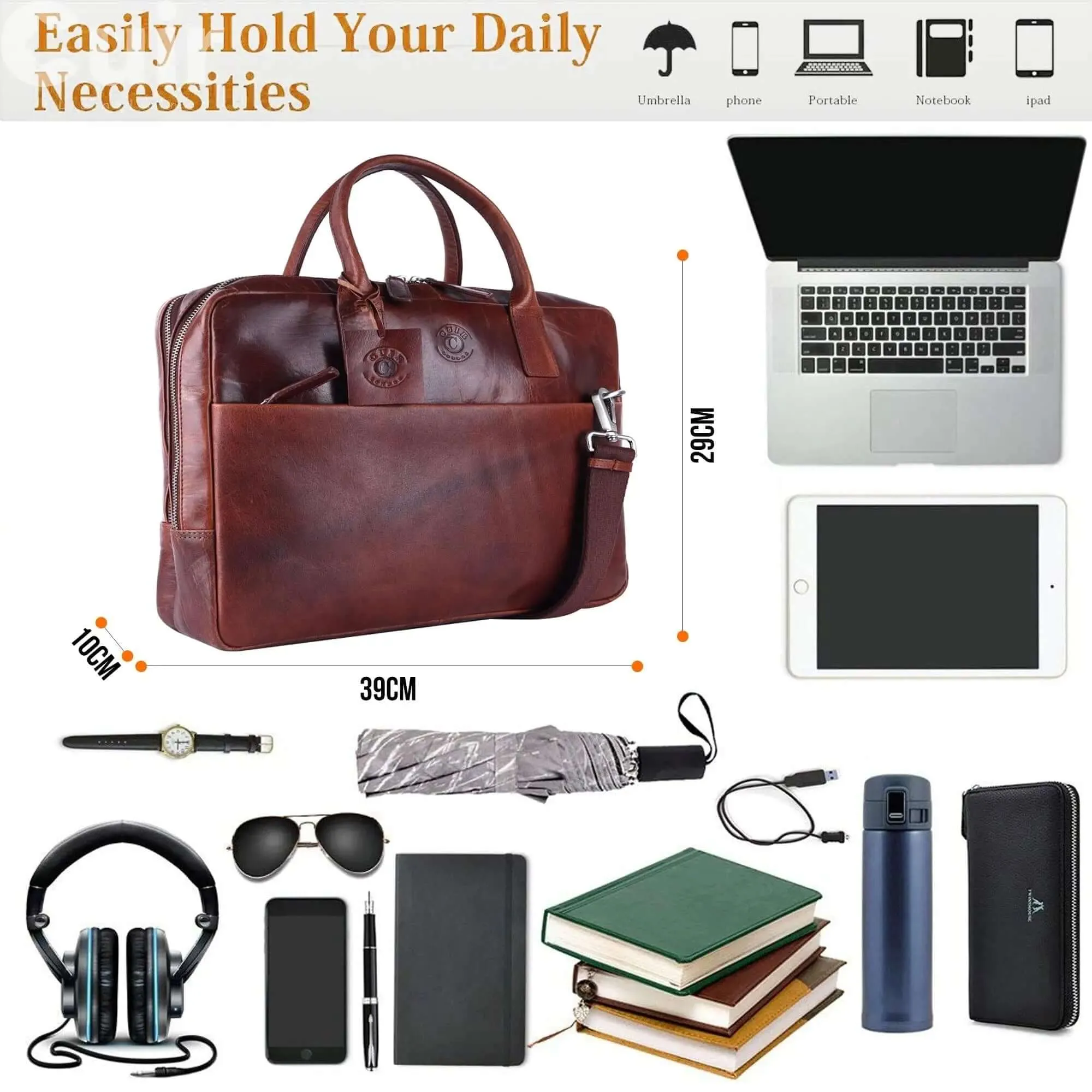 Brown Leather Laptop Bag