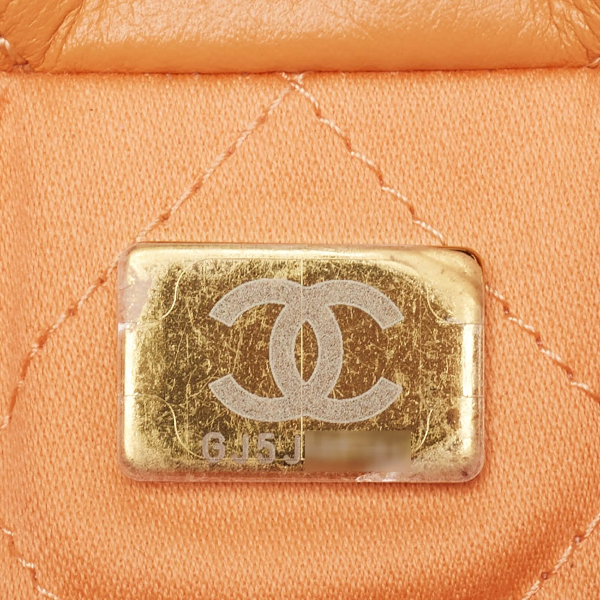 CHANEL Orange Quilted Leather Mini 22 Chain Bag