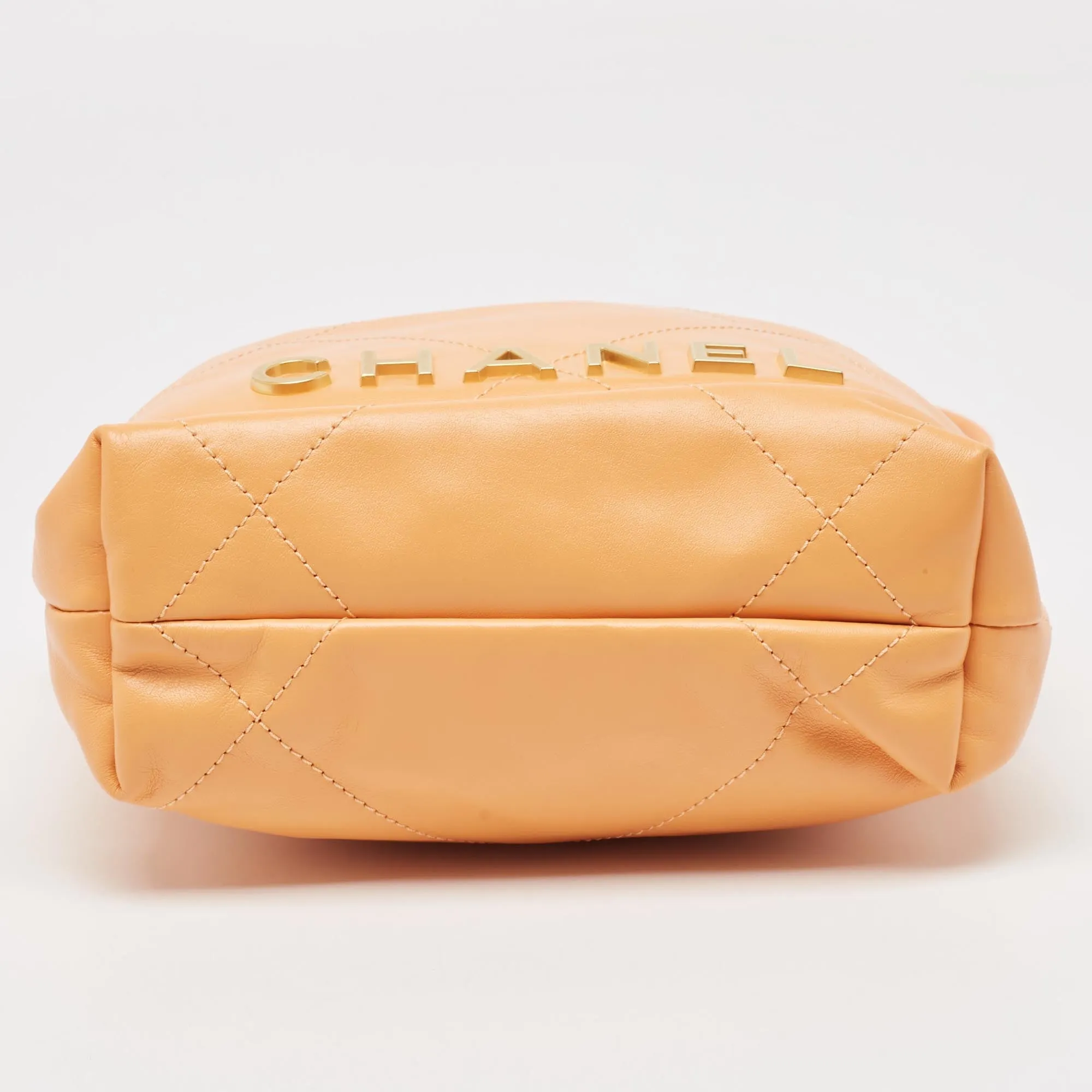 CHANEL Orange Quilted Leather Mini 22 Chain Bag