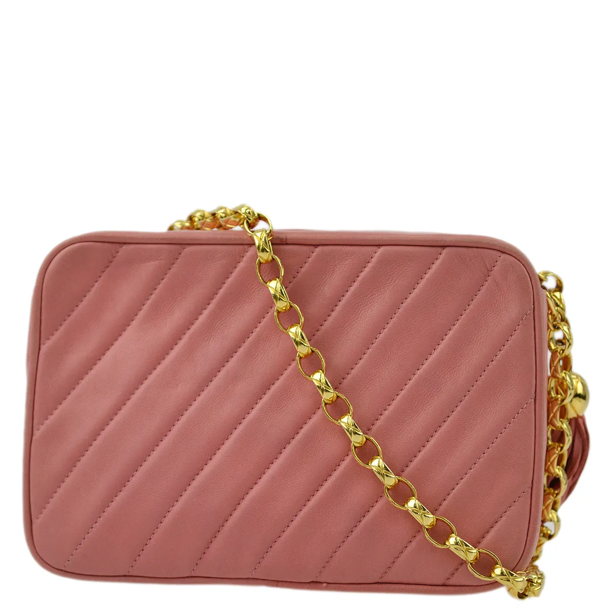 Chanel Pink Lambskin Fringe Camera Bag Mini