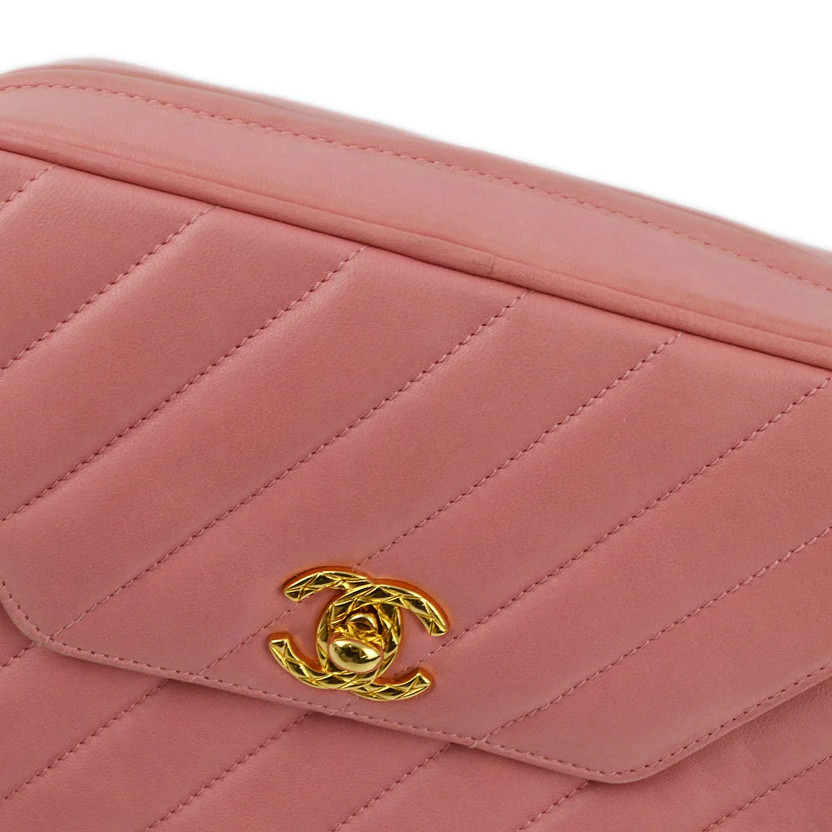 Chanel Pink Lambskin Fringe Camera Bag Mini