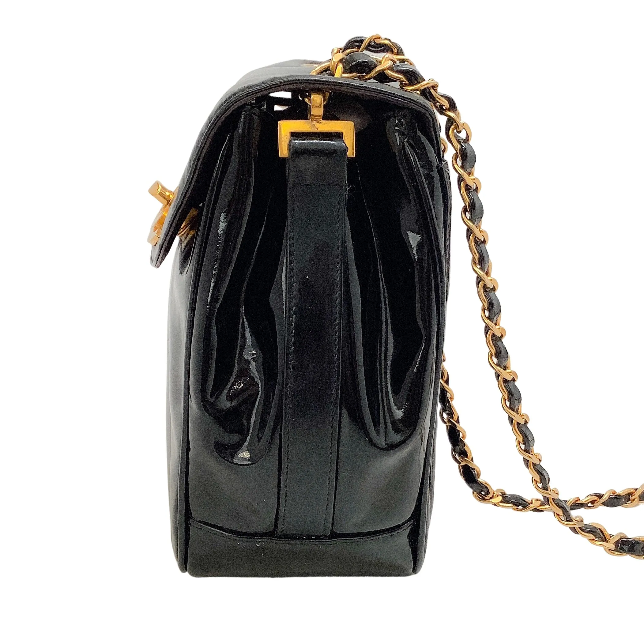 Chanel Vintage Black Patent Leather Mini Crossbody Bag