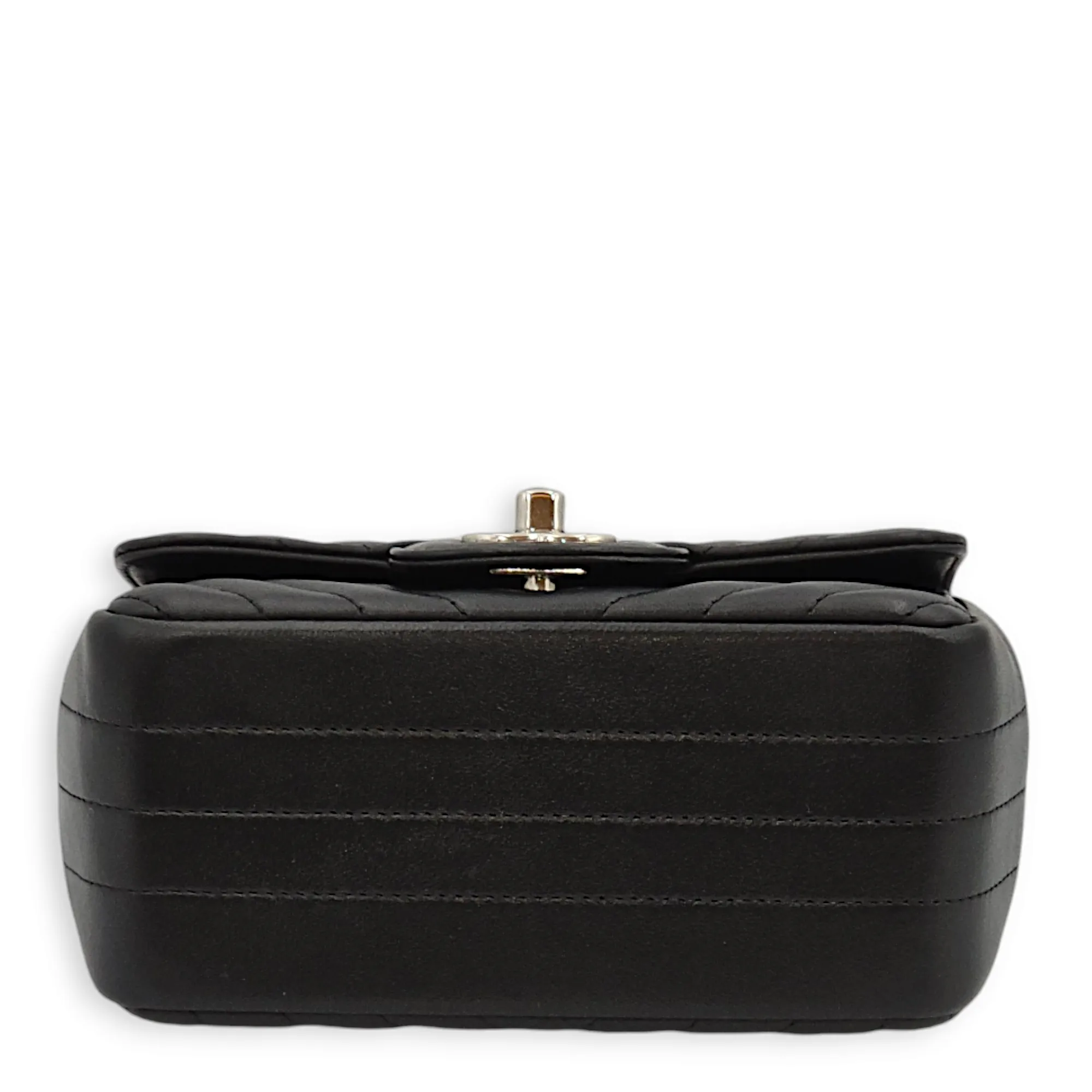 Chevron Mini Black Crossbody Bag in Lambskin, Palladium hardware