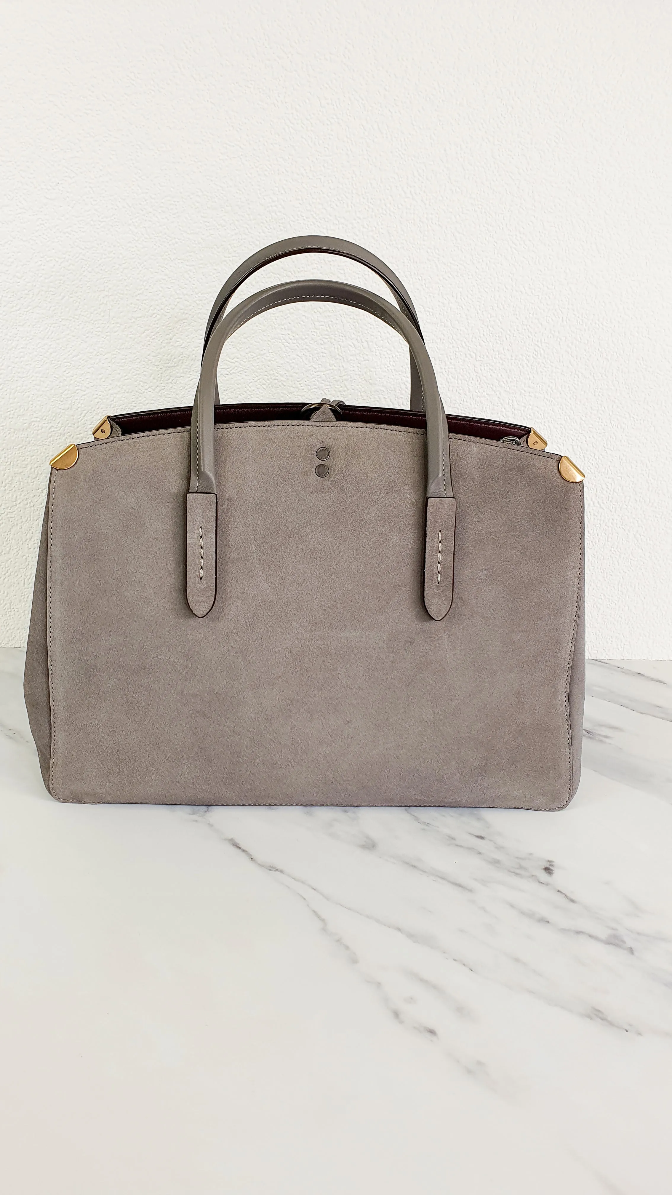 Coach 1941 Cooper Carryall Bag in Heather Grey Suede & Leather Lining - Crossbody Handbag Tote Work Bag - Coach 22822