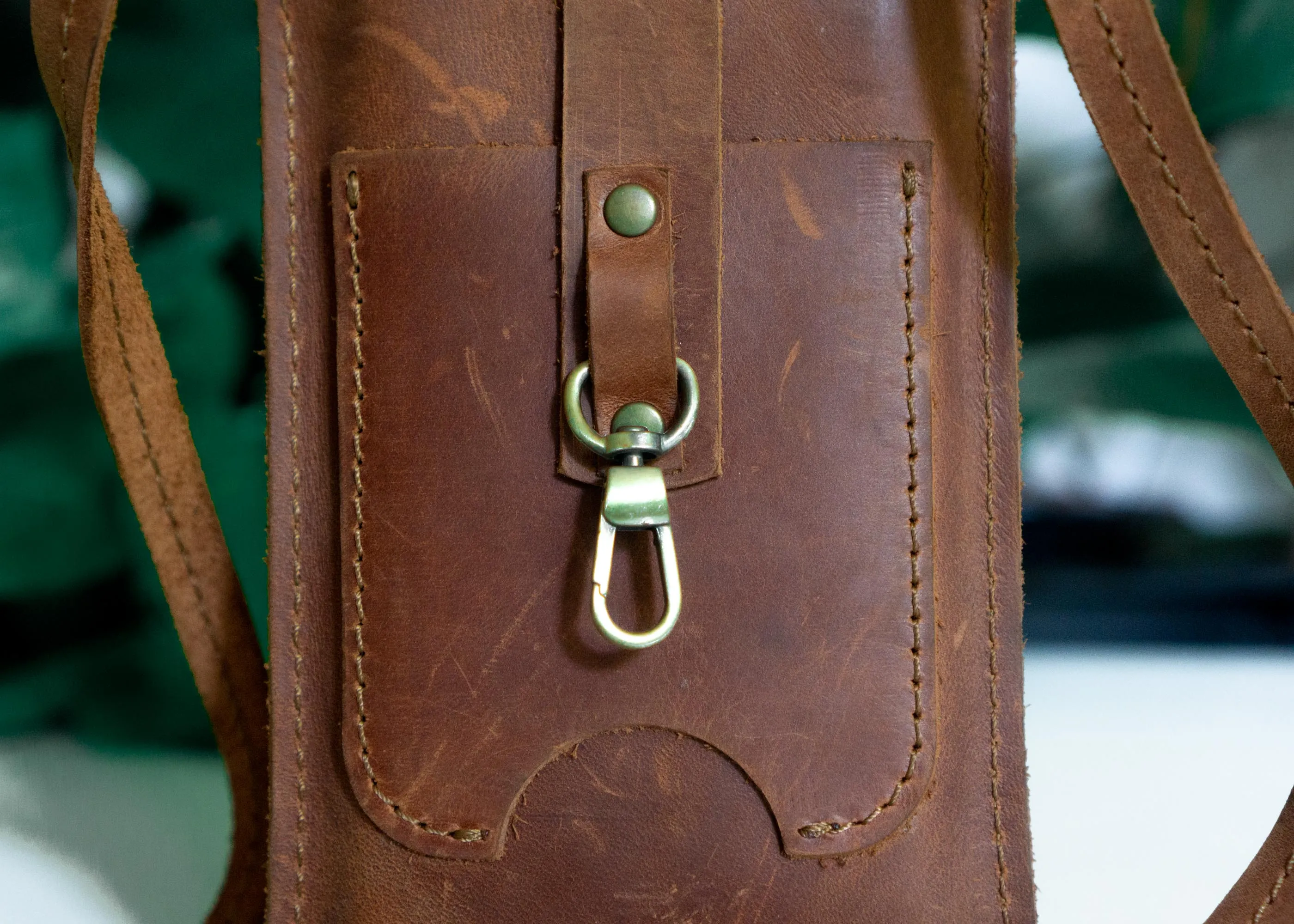 Crossbody Phone Bag | Handcrafted in brown, black leather