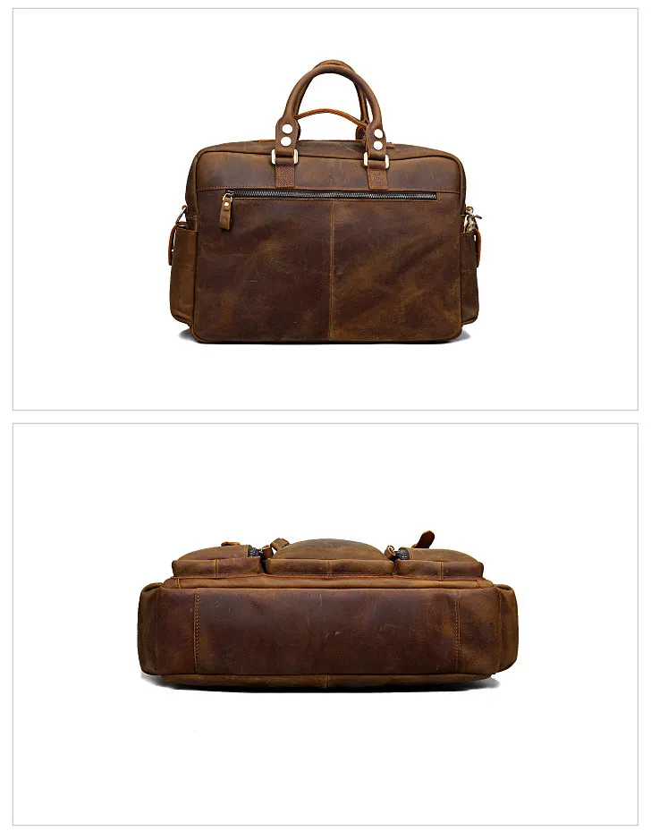 Distressed Leather Travel Briefcase B8058