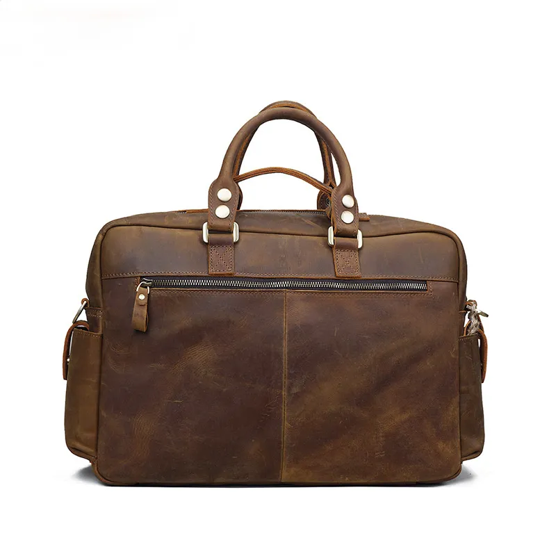 Distressed Leather Travel Briefcase B8058