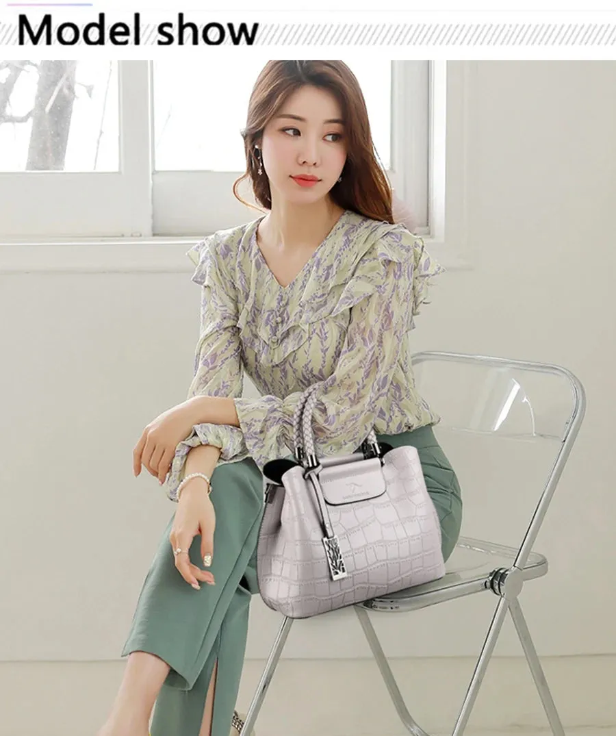 Hand-Knitted Genuine Leather Crossbody/ Shoulder Bags