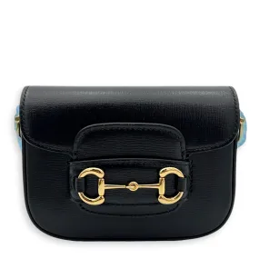 Horsebit 1955 Crossbody Bag Super Mini Black in Calfskin, Gold hardware