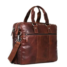 Jack Georges Voyager Professional Large Double Gusset Top Zip Briefcase 7317 Brown