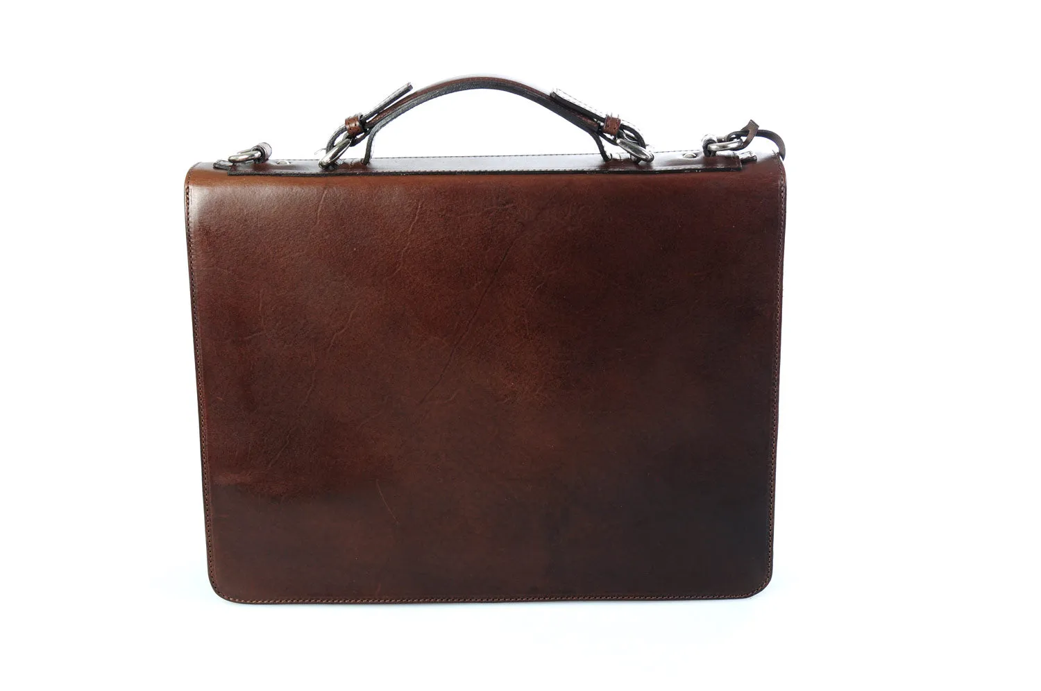 Leather Briefcase - The Arrezo - Walnut Brown