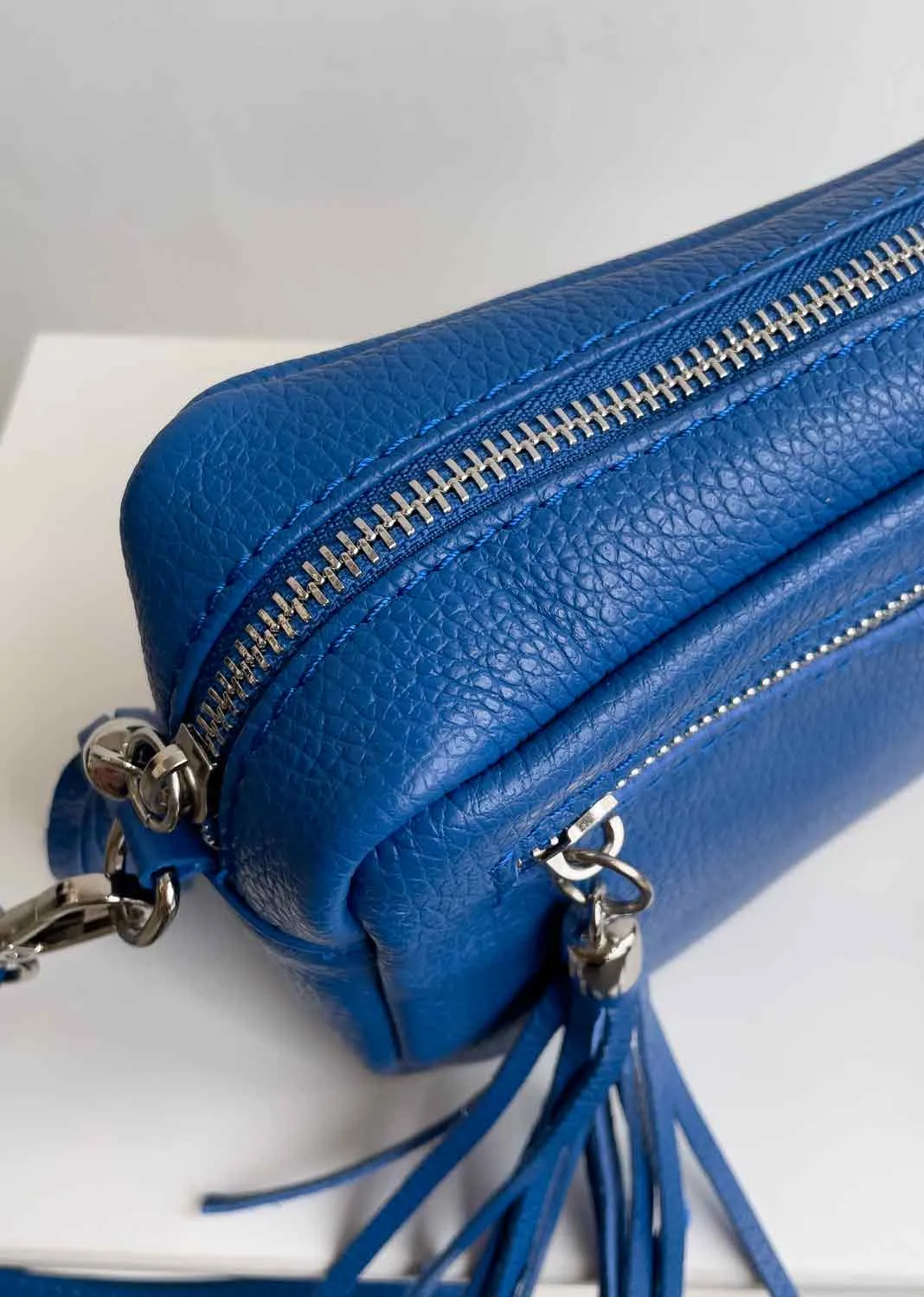 Leather Camera Bag - Blue