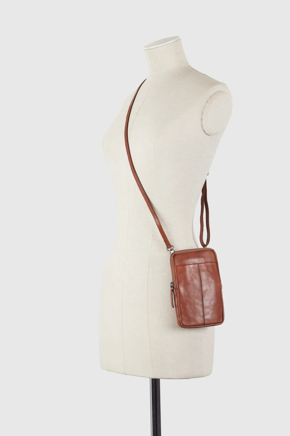 Leather Zip Top Phone Crossbody