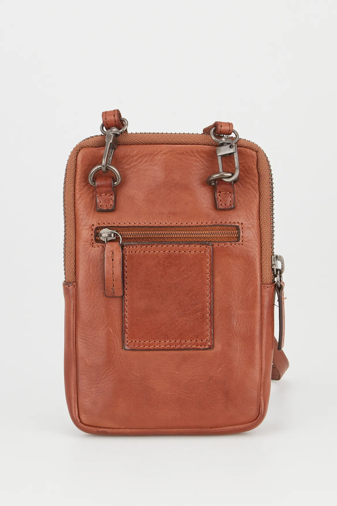 Leather Zip Top Phone Crossbody