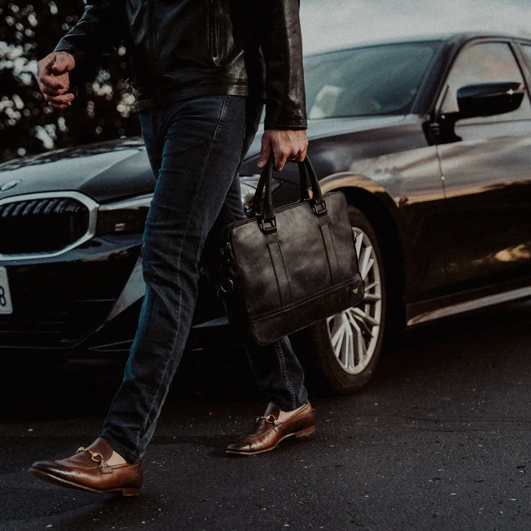 Limited Edition Jefferson Leather Attaché Briefcase | Black