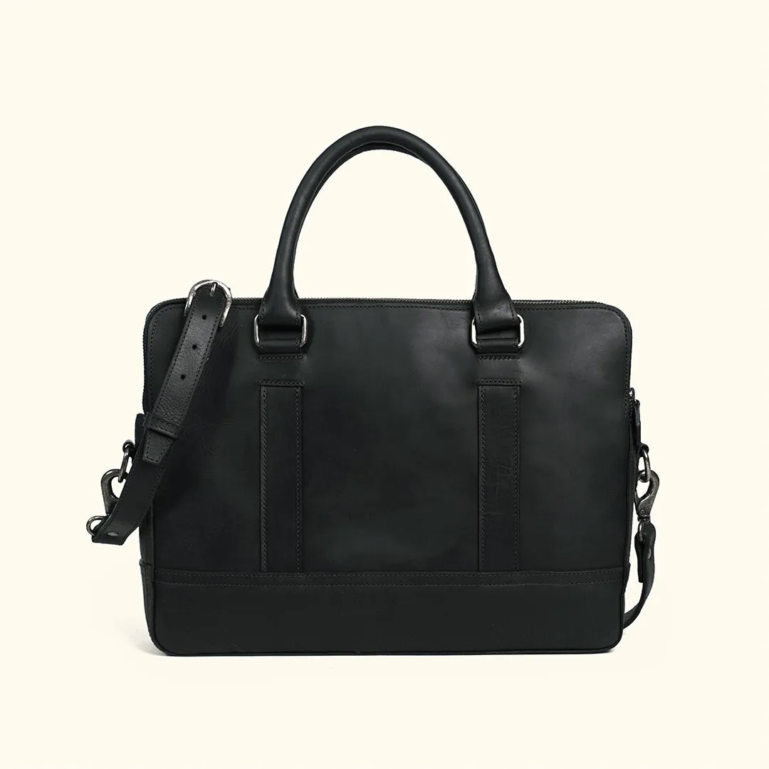 Limited Edition Jefferson Leather Attaché Briefcase | Black