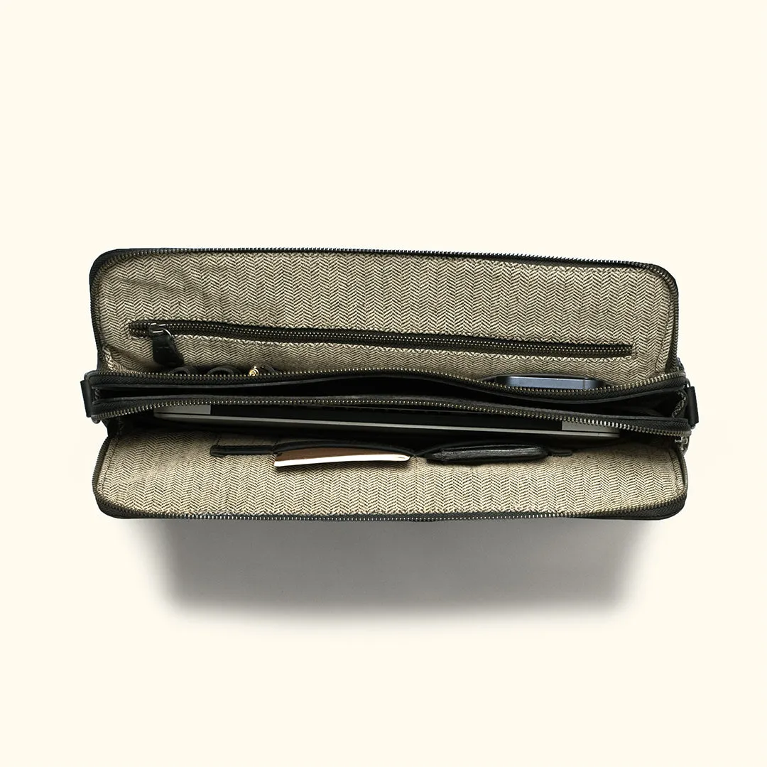 Limited Edition Jefferson Leather Attaché Briefcase | Black