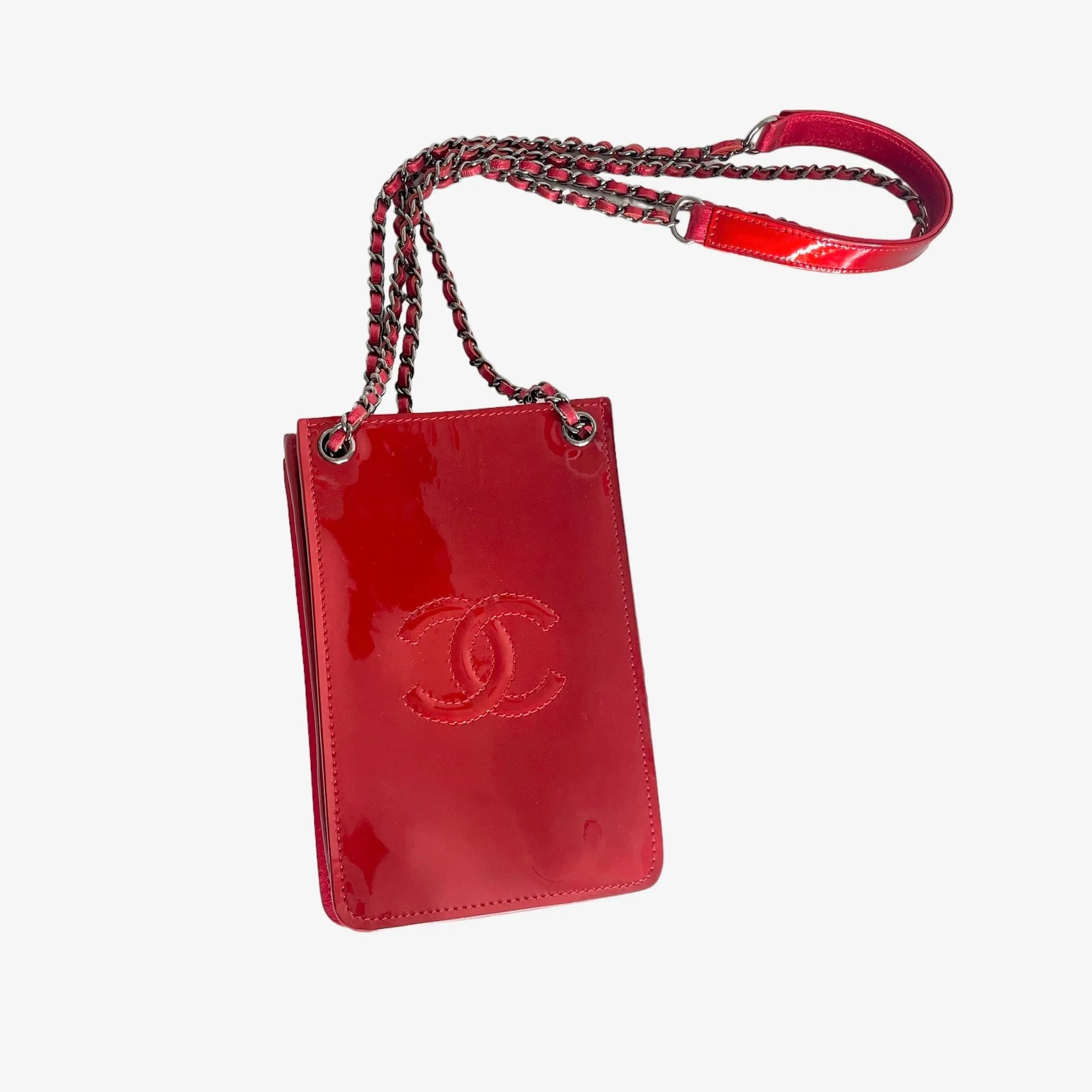 Lipstick Red Patent Phone Bag