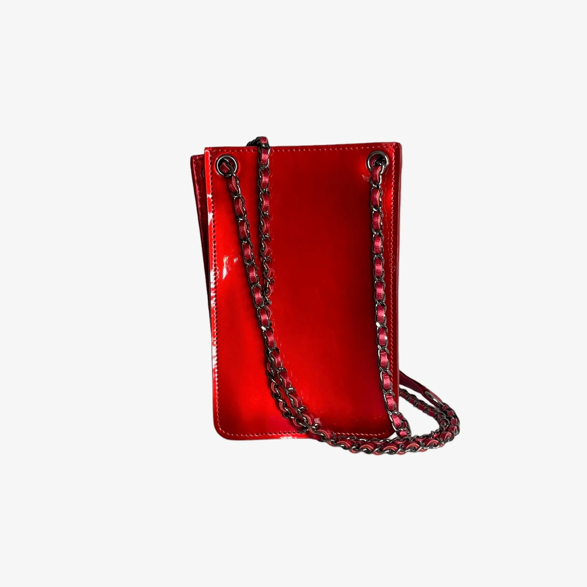 Lipstick Red Patent Phone Bag