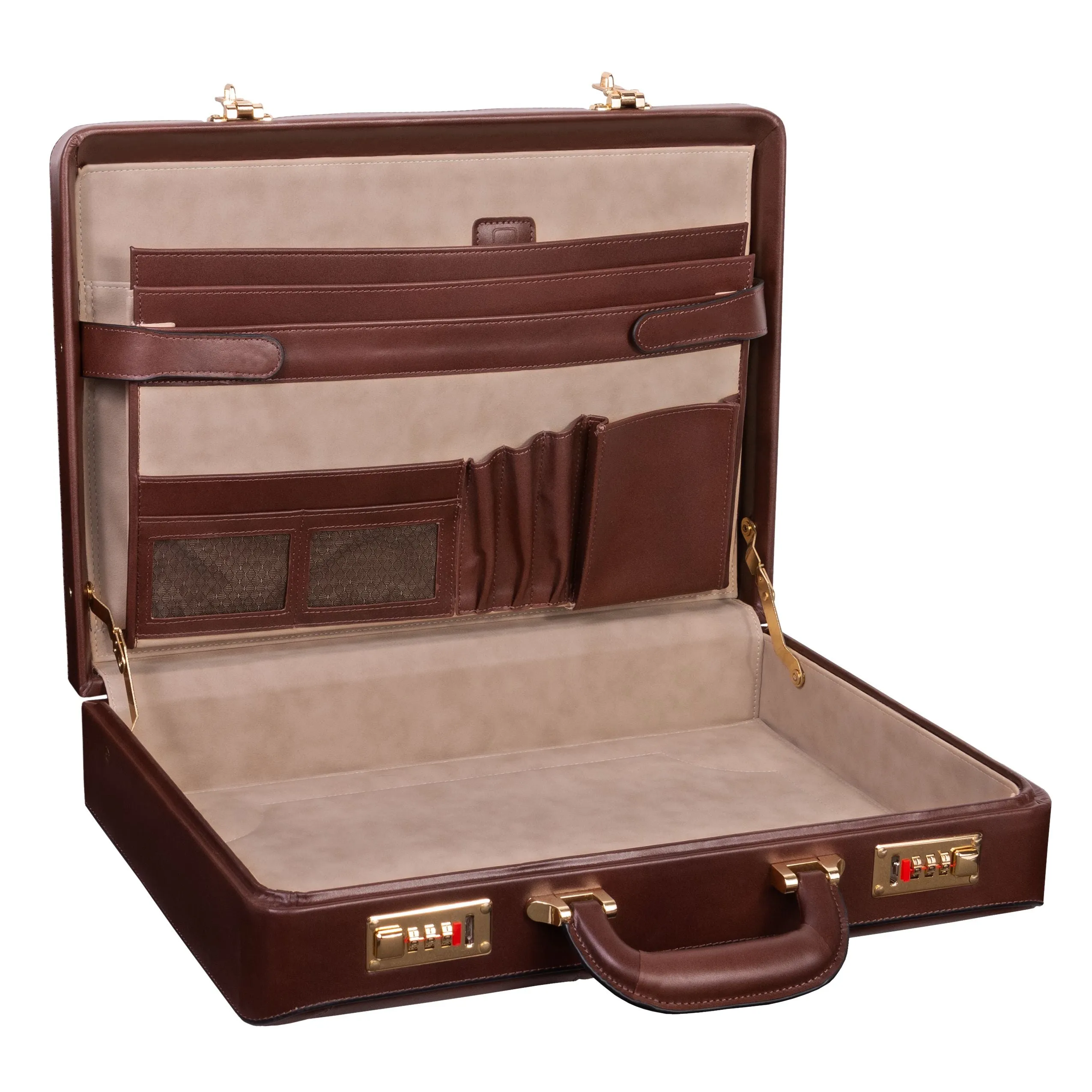 McKlein USA Daley Leather Attache Briefcase Assorted Colors