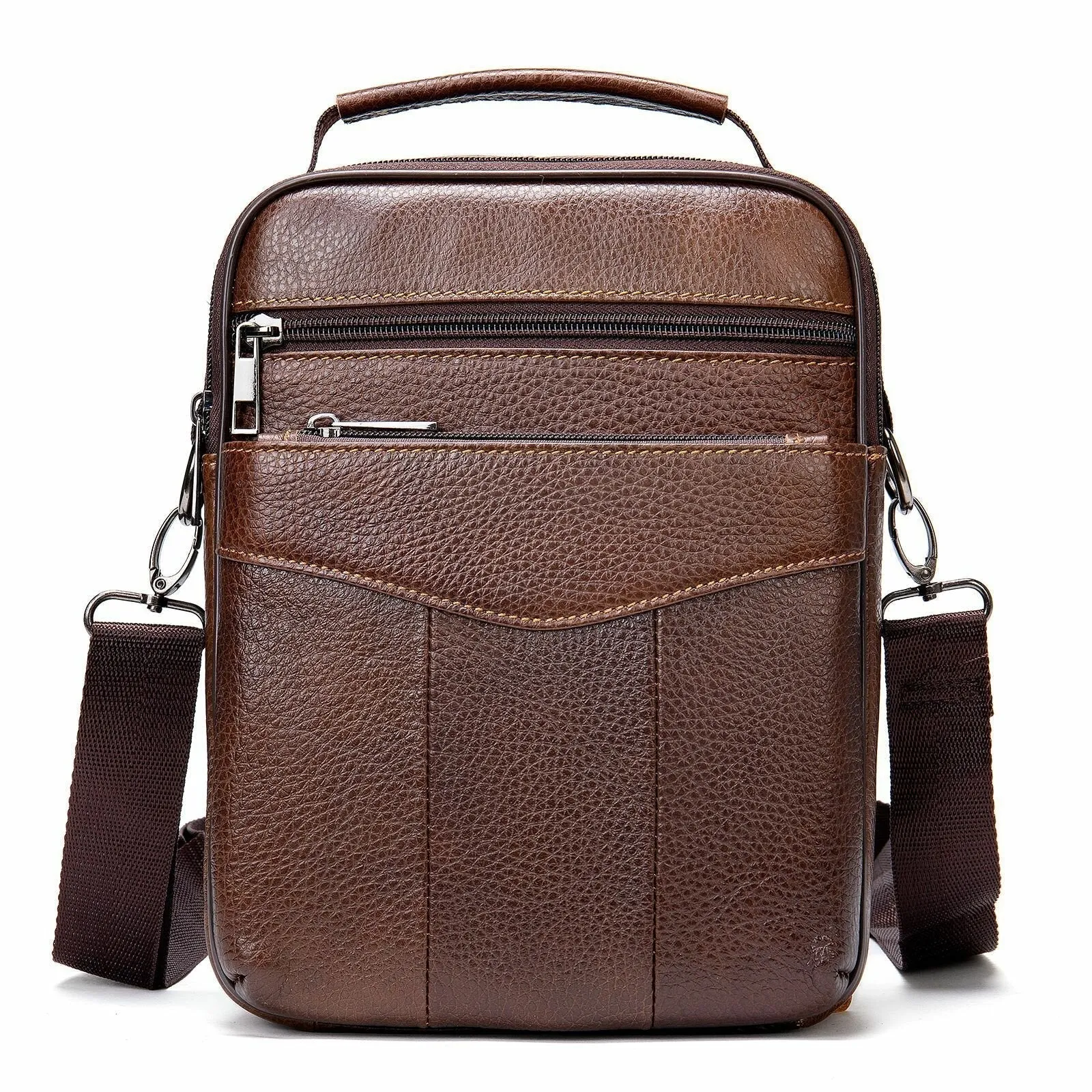 Men Genuine Leather Retro Business Vertical Handbag Crossbody Bag