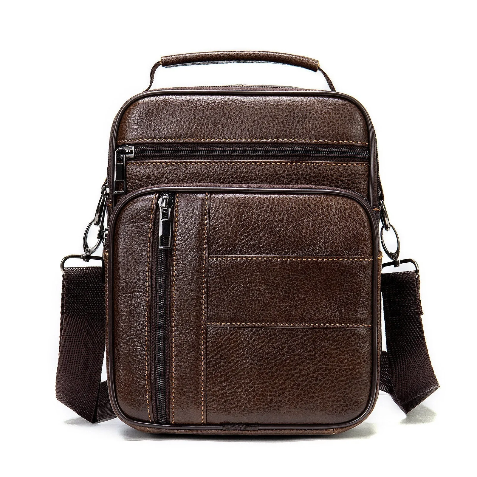 Men Genuine Leather Retro Business Vertical Handbag Crossbody Bag