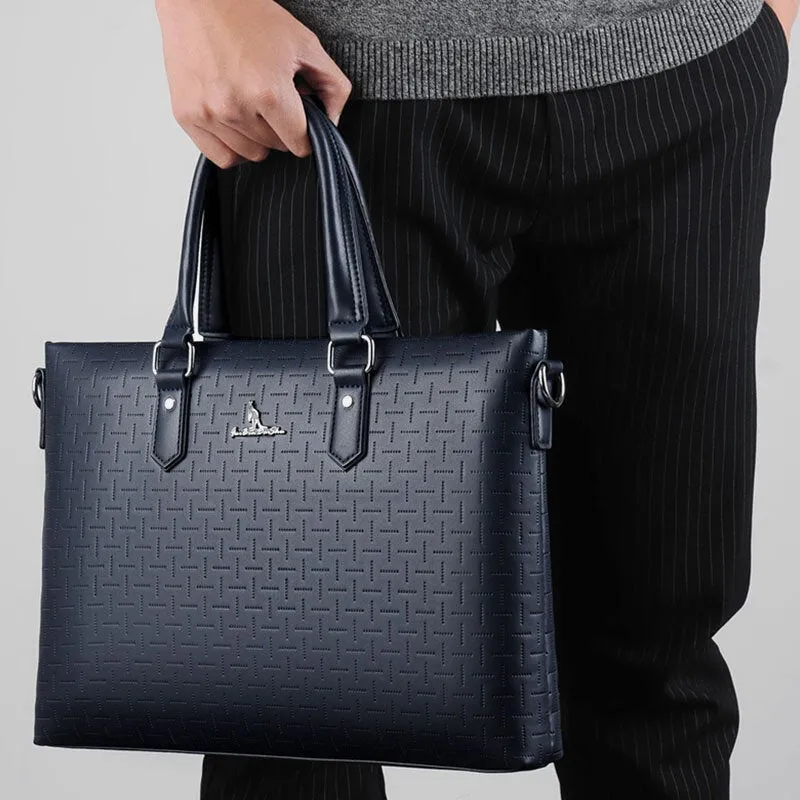 Men Vintage Multifunction Waterproof 15.6 Inch Laptop Bags Briefcases Shoulder Bag PU Soft Leather Handbag