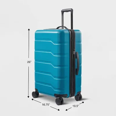 New - Hardside Medium Checked Suitcase Teal - Open Story