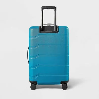 New - Hardside Medium Checked Suitcase Teal - Open Story