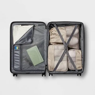 New - Hardside Medium Checked Suitcase Teal - Open Story