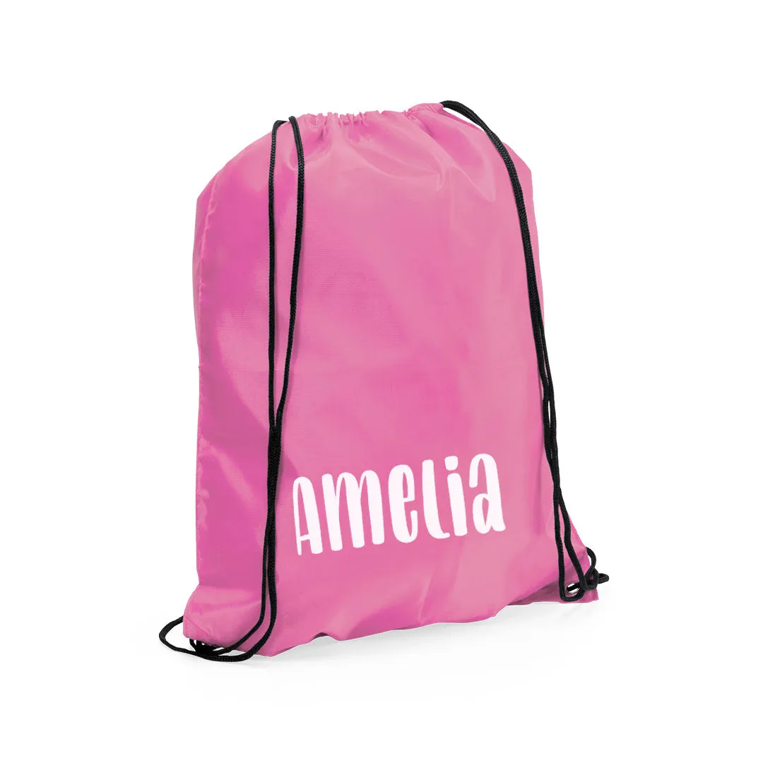 Personalised Kids Nylon Drawstring PE Bag with Any Name