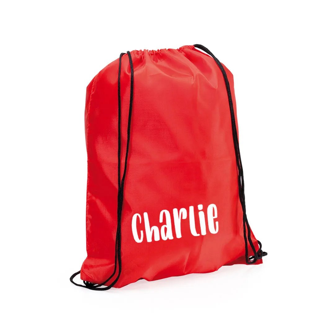 Personalised Kids Nylon Drawstring PE Bag with Any Name