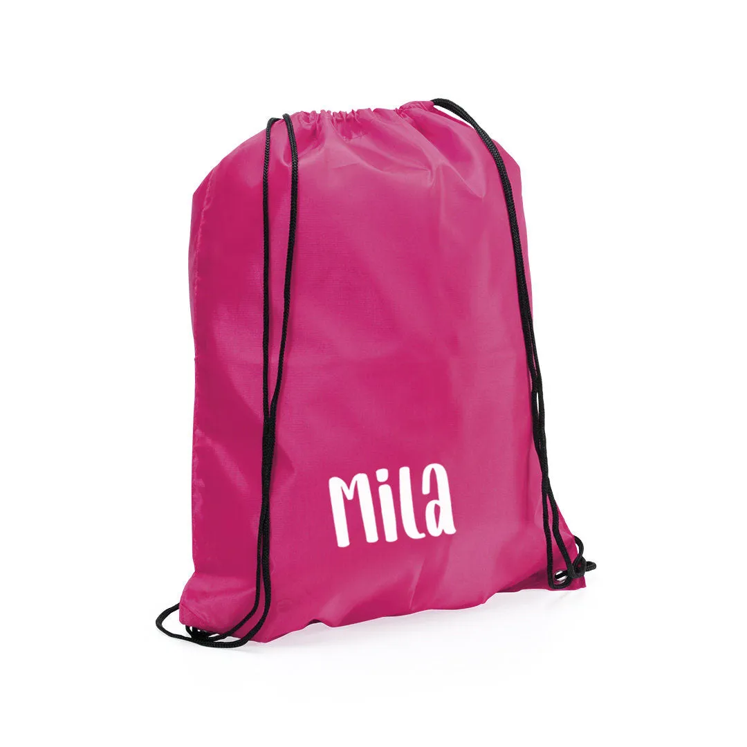 Personalised Kids Nylon Drawstring PE Bag with Any Name