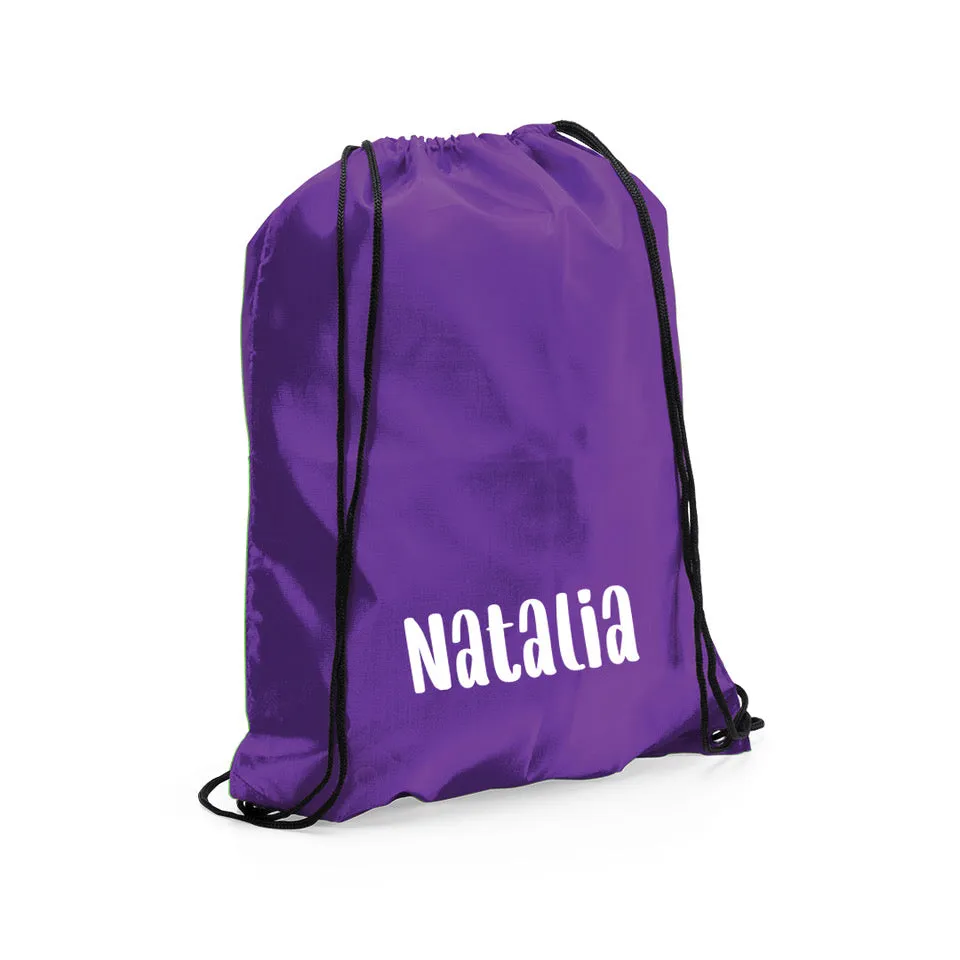 Personalised Kids Nylon Drawstring PE Bag with Any Name