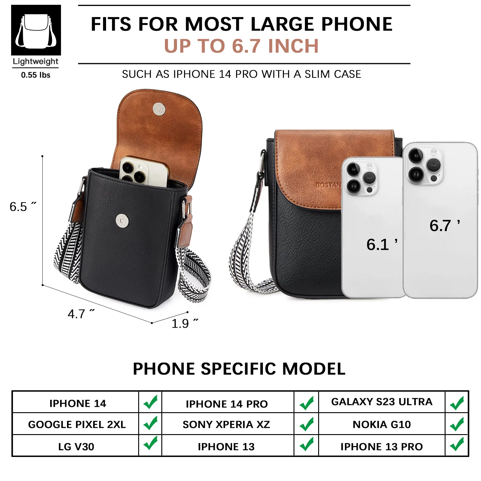 Phone Crossbody Bag - Magnetic Front Flap