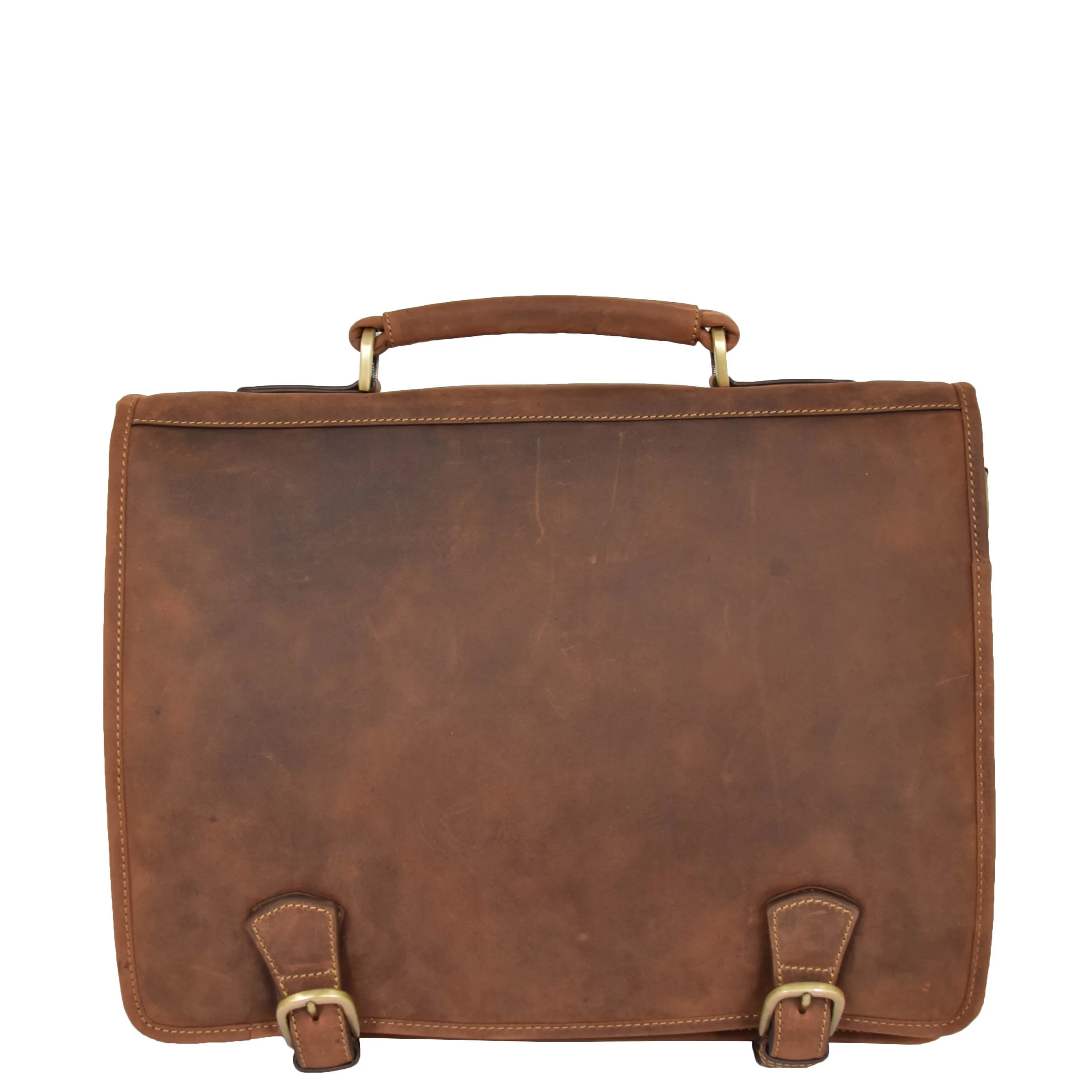 Real Leather Vintage Tan Briefcase Laptop Shoulder Bag A134