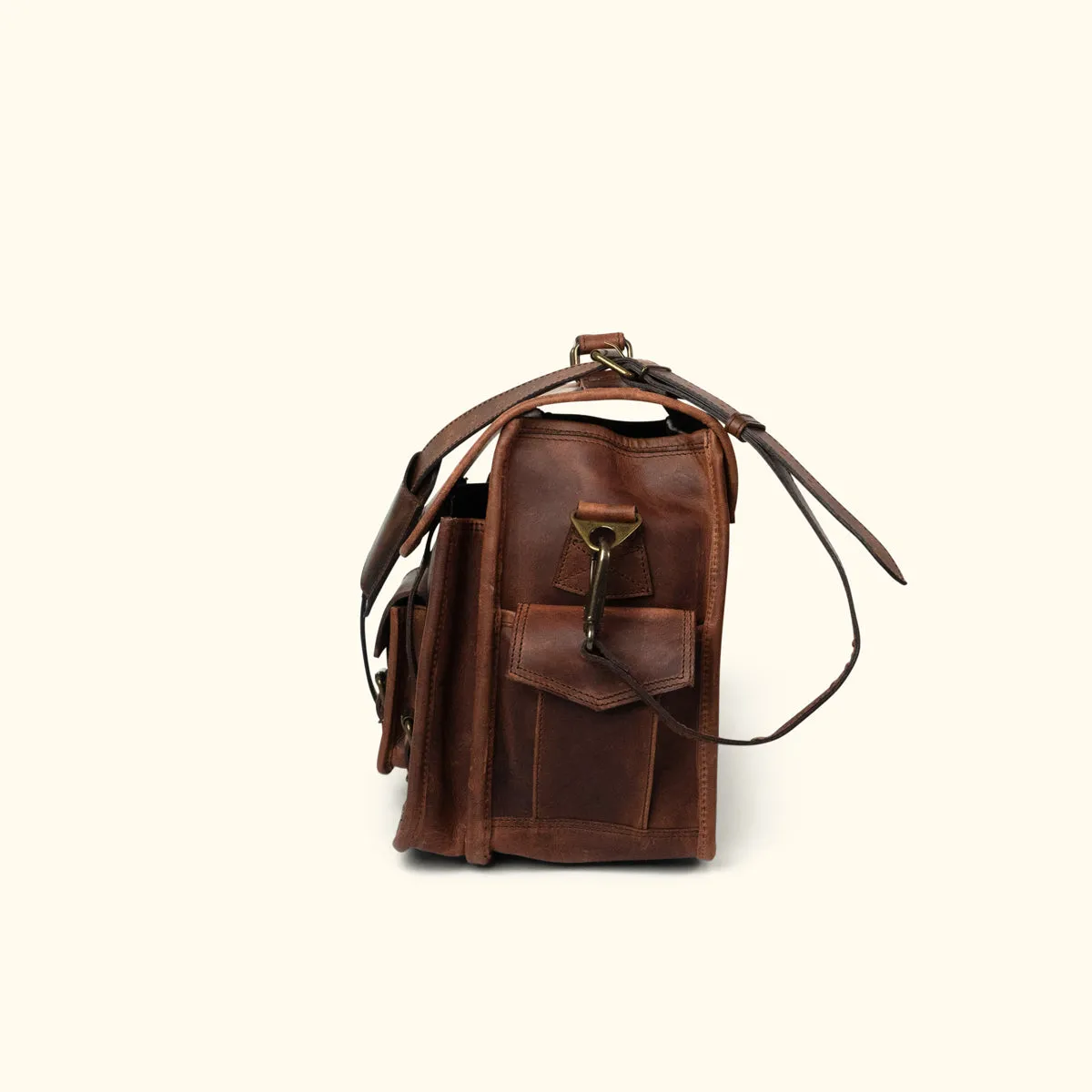 Roosevelt Buffalo Leather Briefcase Bag | Dark Oak