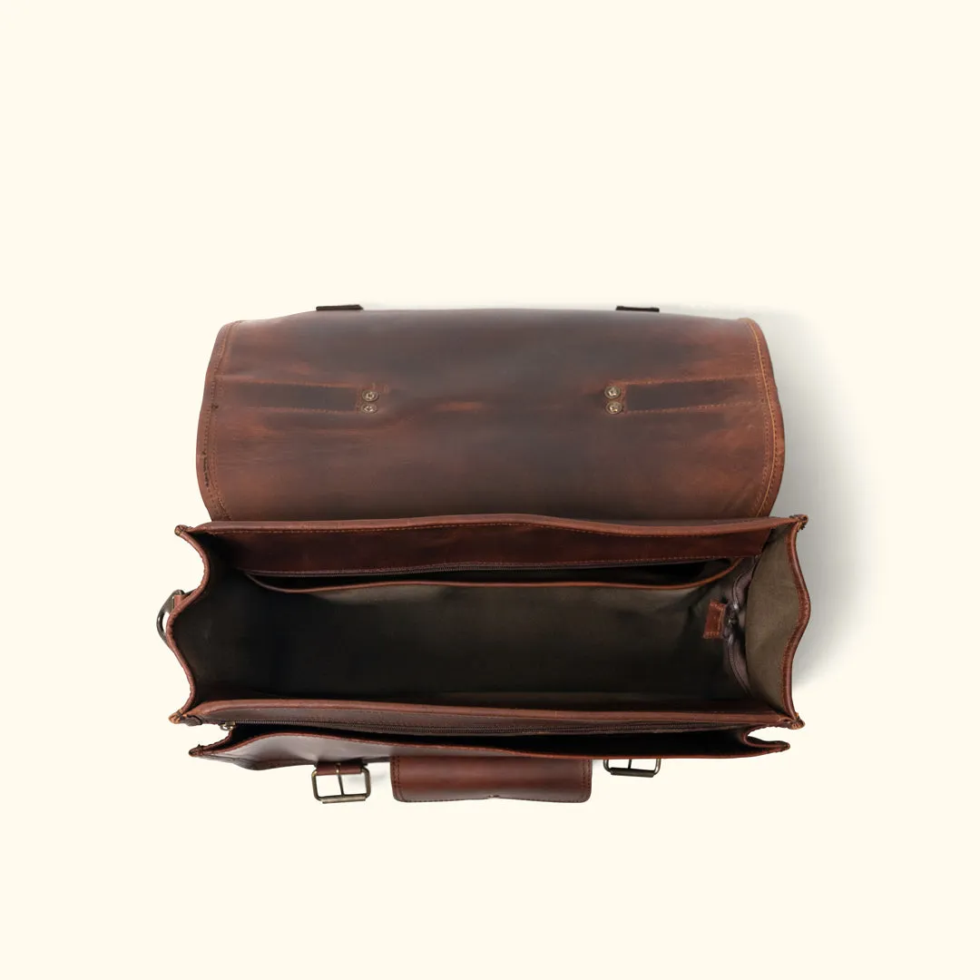 Roosevelt Buffalo Leather Briefcase Bag | Dark Oak