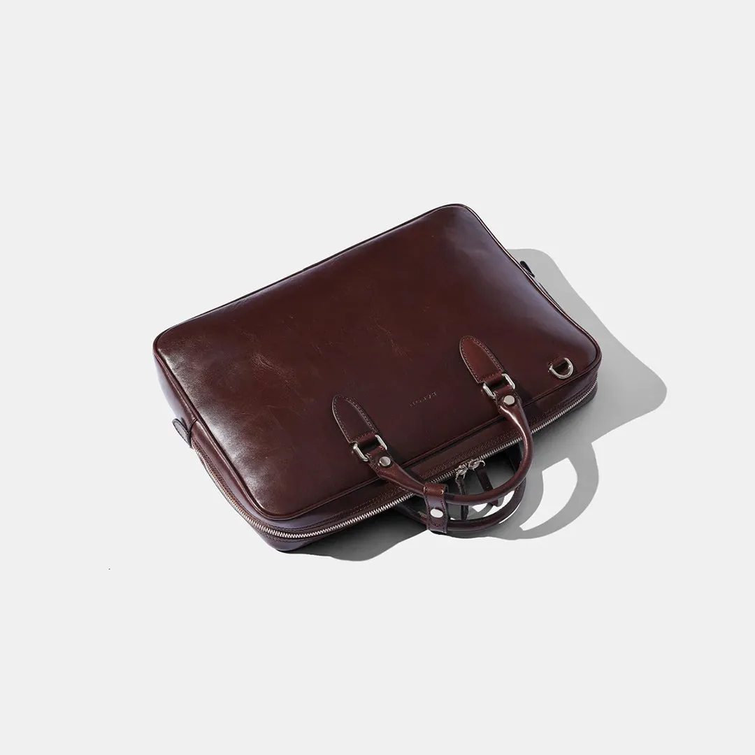 Slim Briefcase - Brown Leather by Baron