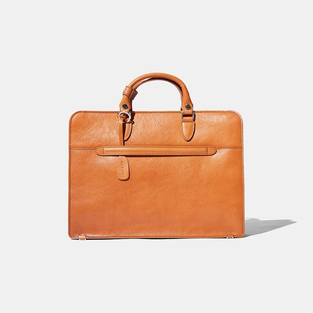 Zip Briefcase - Tan Grain Leather by Baron